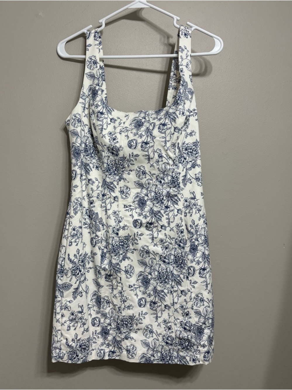 Christian Lacroix Dress White Mini Dress with Blue Floral print. women’s 10